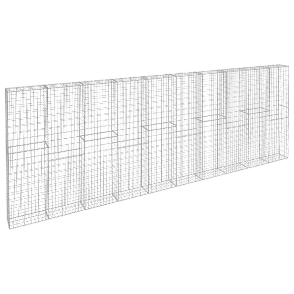 vidaXL Gabion Wall with Covers Galvanised Steel 600x30x200 cm