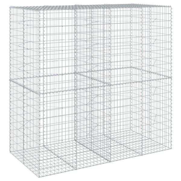 vidaXL Gabion Basket with Cover 200x100x200 cm Galvanised Iron