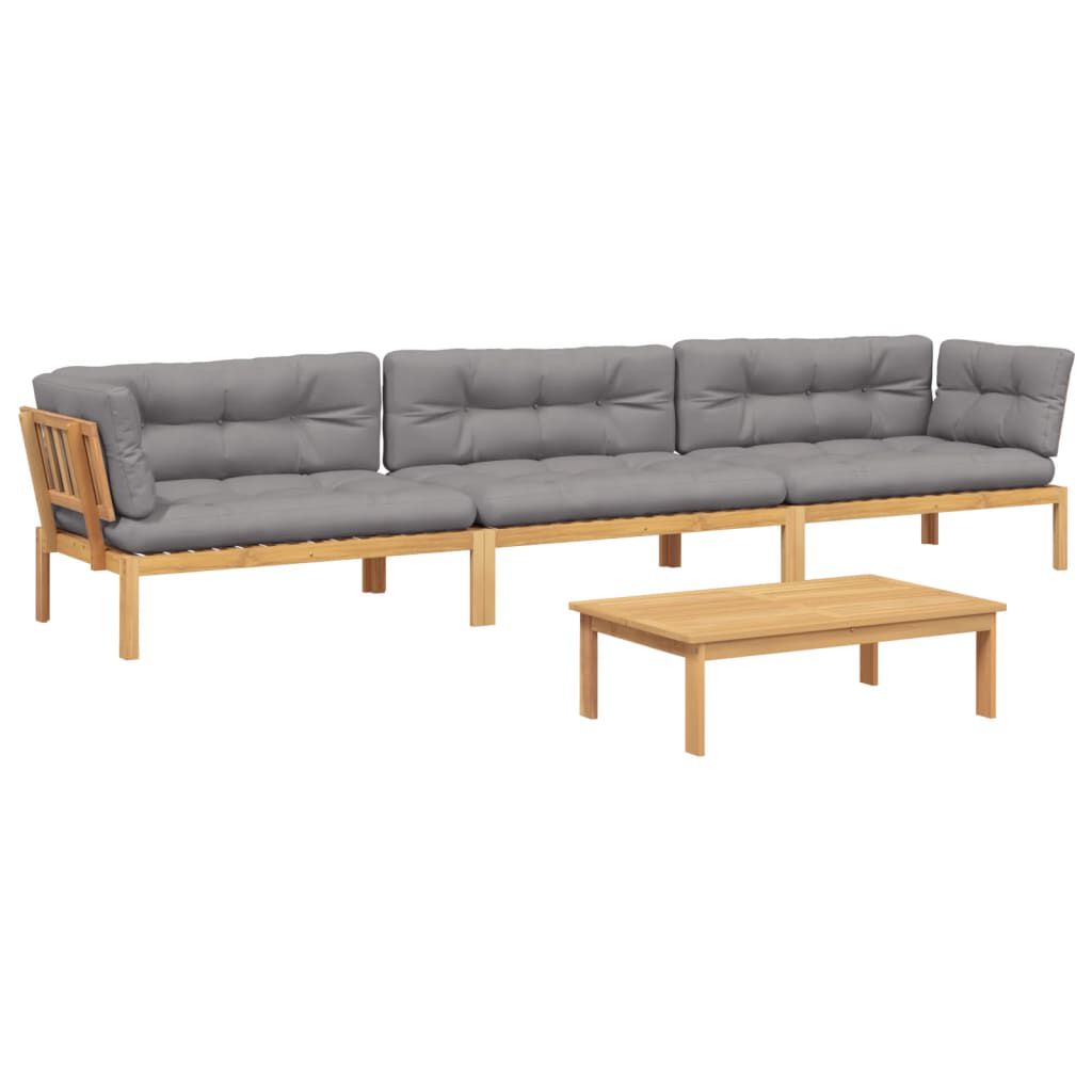 vidaXL 4 Piece Garden Pallet Sofa Set with Cushions Solid Wood Acacia