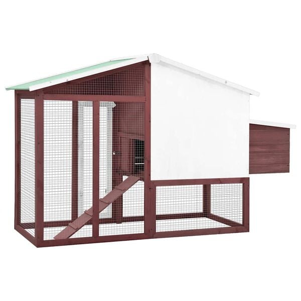 vidaXL Chicken Coop with Nest Box Mocha and White Solid Fir Wood