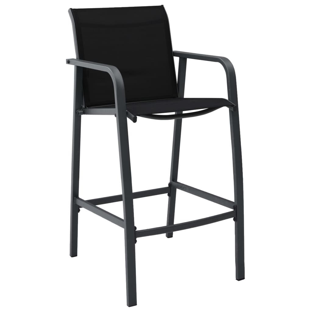 vidaXL Garden Bar Chairs 2 pcs Black Textilene