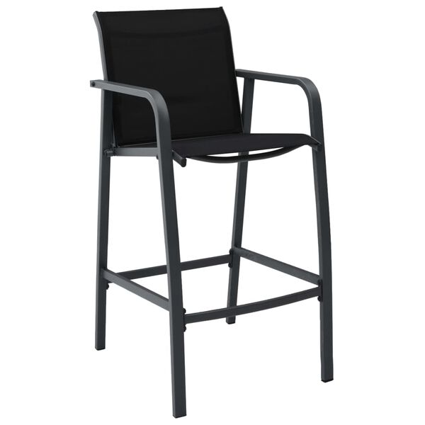 vidaXL Garden Bar Chairs 2 pcs Black Textilene