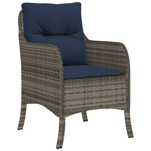 vidaXL 9 Piece Garden Dining Set with Cushions Grey Poly Rattan