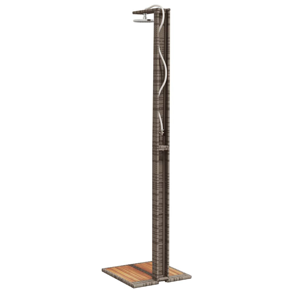 vidaXL Outdoor Shower Grey 50x55x224 cm Poly Rattan and Acacia Wood