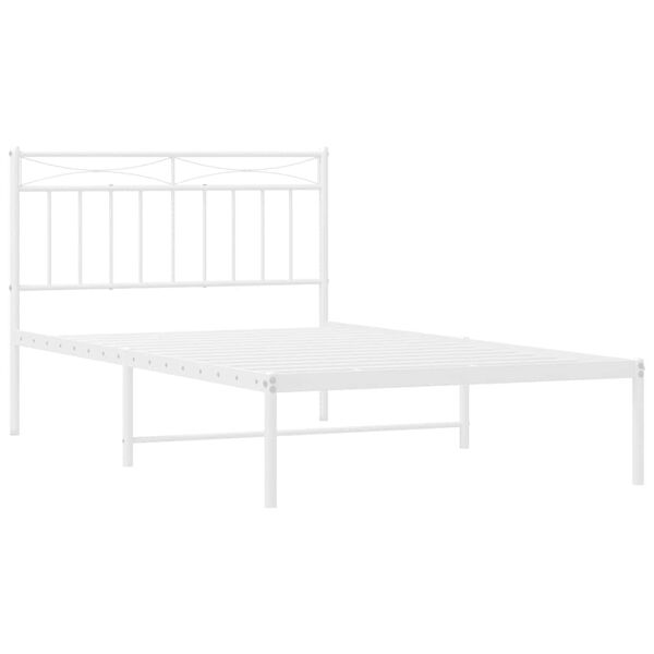 vidaXL Metal Bed Frame without Mattress with Headboard White 100x200cm