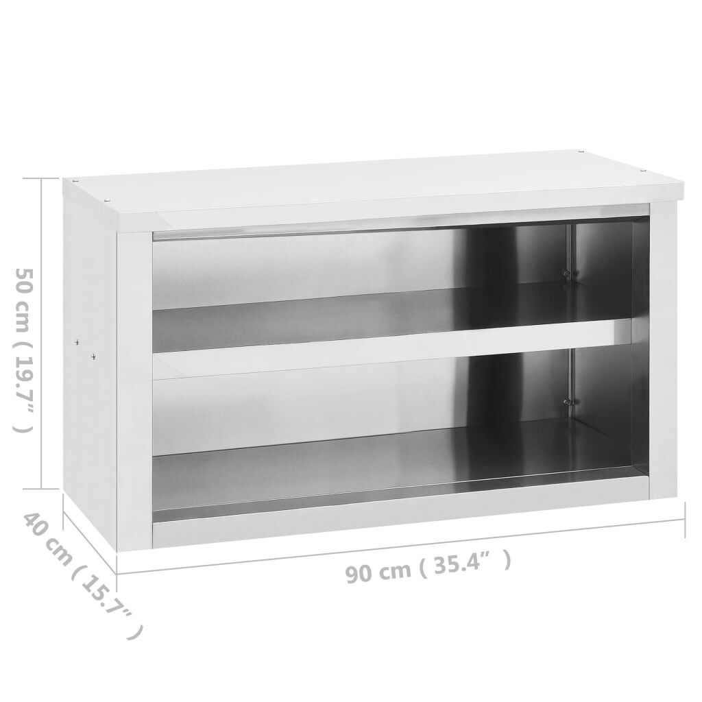 vidaXL Kitchen Wall Cabinet 90x40x50 cm Stainless Steel