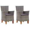 vidaXL Garden Chairs 2 pcs with Cushions Poly Rattan Grey