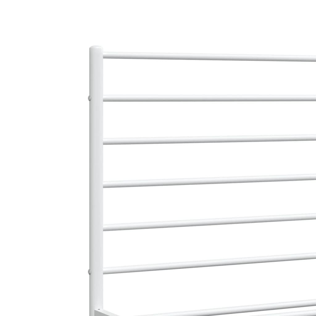 vidaXL Metal Bed Frame without Mattress with Footboard White 135x190cm
