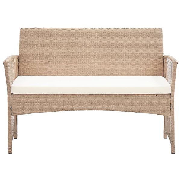 vidaXL 4 Piece Garden Lounge Set with Cushions Poly Rattan Beige