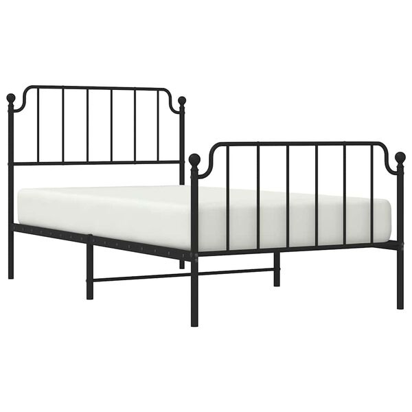vidaXL Metal Bed Frame without Mattress with Footboard&nbsp;Black 100x200cm