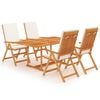 vidaXL 5 Piece Garden Dining Set with Cushions Solid Teak Wood