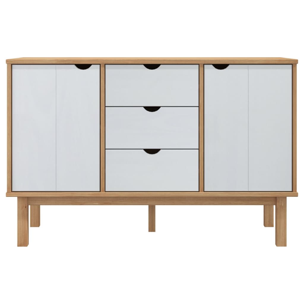vidaXL Sideboard OTTA Brown and White 113.5x43x73 cm Solid Wood Pine
