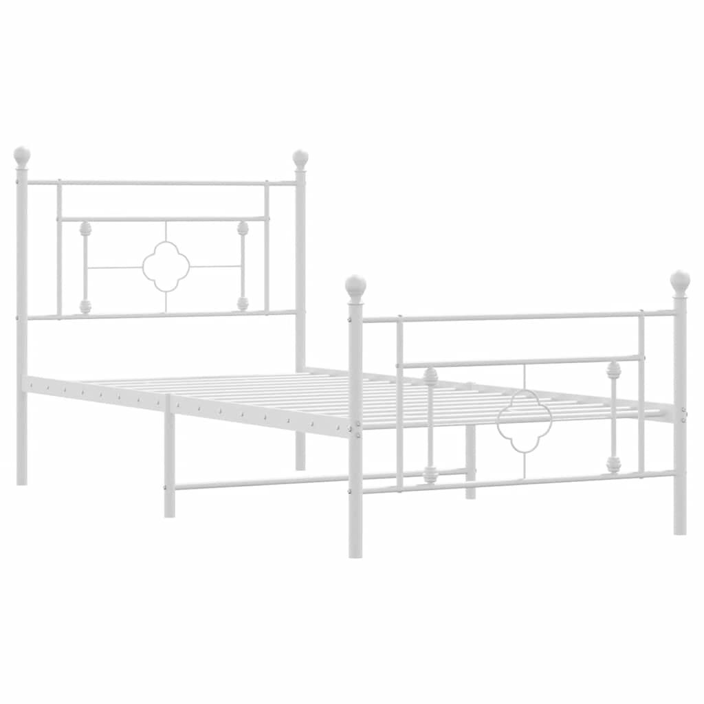vidaXL Metal Bed Frame without Mattress with Footboard White 100x200cm