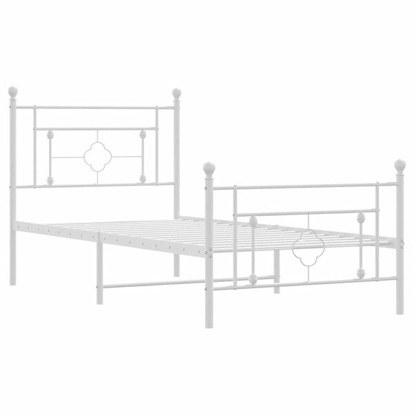 vidaXL Metal Bed Frame without Mattress with Footboard White 100x200cm