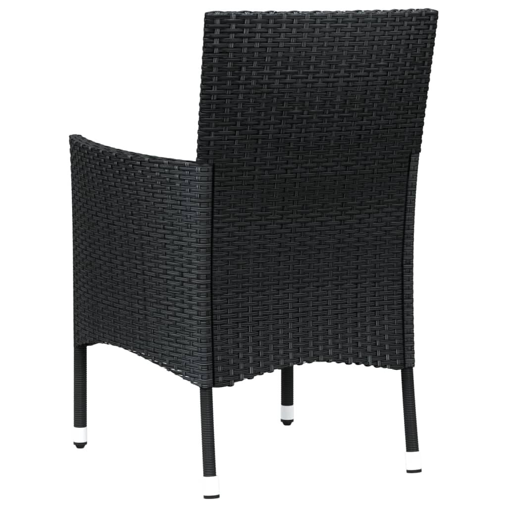 vidaXL Garden Chairs with Cushions 4 pcs Poly Rattan Black