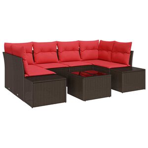 vidaXL Garden Sofa Set with Cushion 7 pcs Brown Poly Rattan