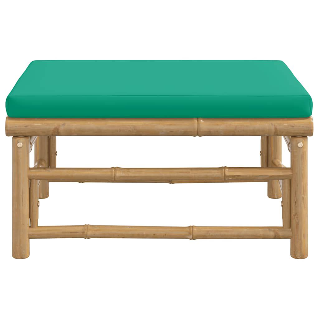 vidaXL Garden Footstool with Green Cushion Bamboo