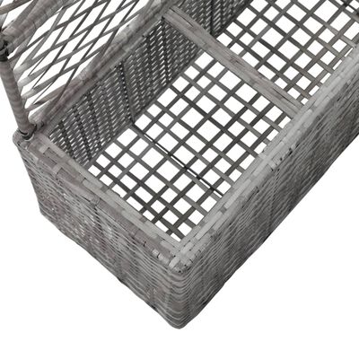 vidaXL Trellis Raised Bed with 3 Pots 83x30x130 cm Poly Rattan Grey