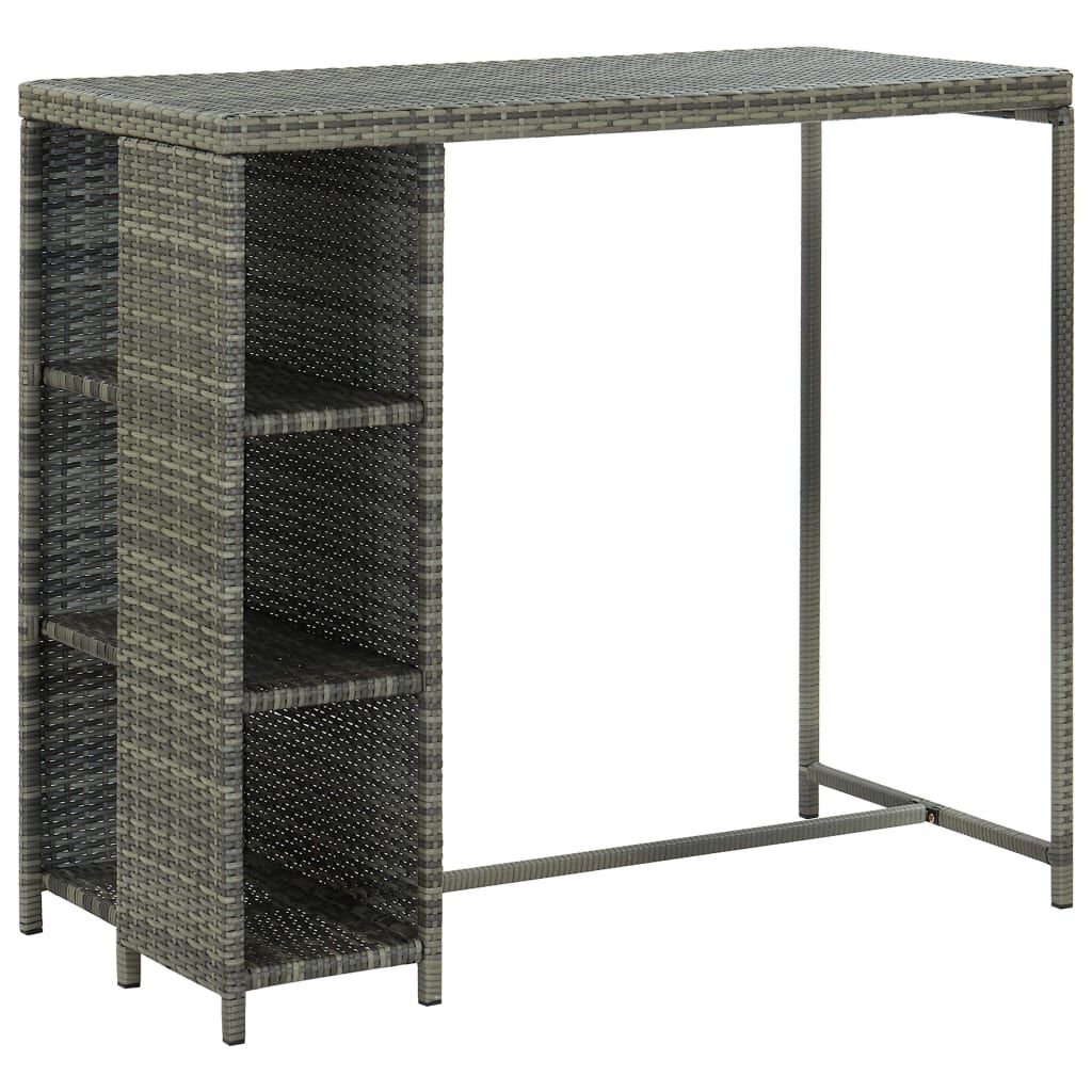 vidaXL 5 Piece Garden Bar Set with Cushions Poly Rattan Grey