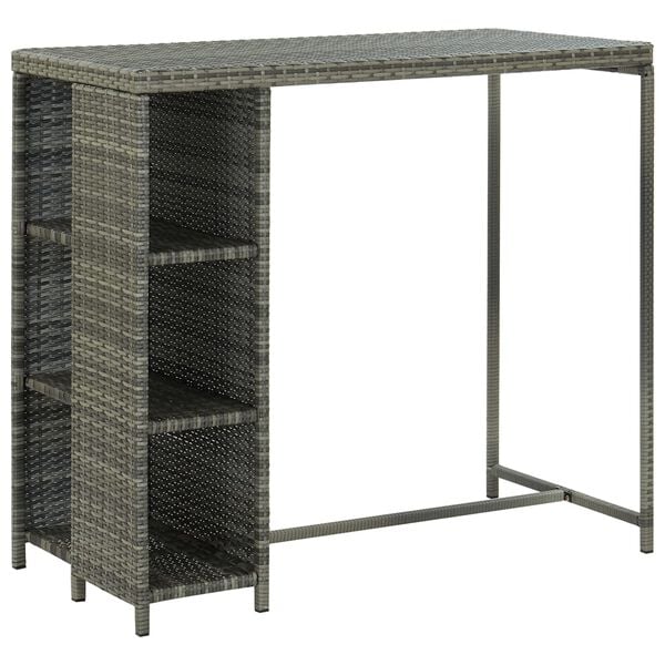 vidaXL 5 Piece Garden Bar Set with Cushions Poly Rattan Grey