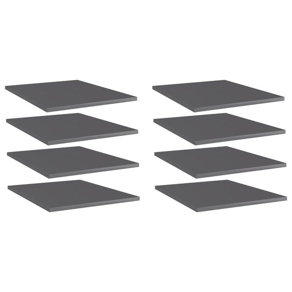 vidaXL Bookshelf Boards 8 pcs High Gloss Grey 40x50x1.5 cm Engineered Wood