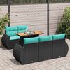 vidaXL 6 Piece Garden Sofa Set with Cushions Black Poly Rattan