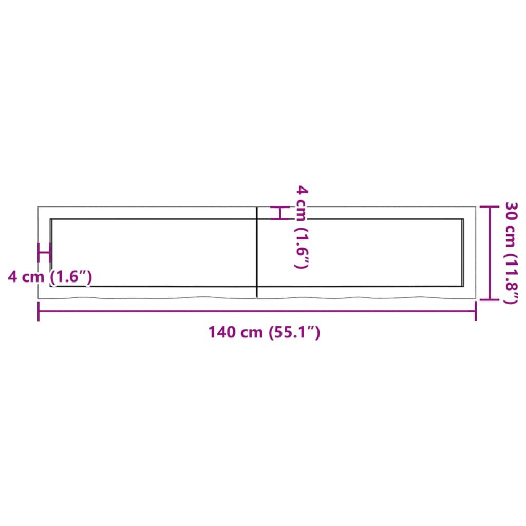 vidaXL Wall Shelf Light Brown 140x30x(2-4) cm Treated Solid Wood Oak