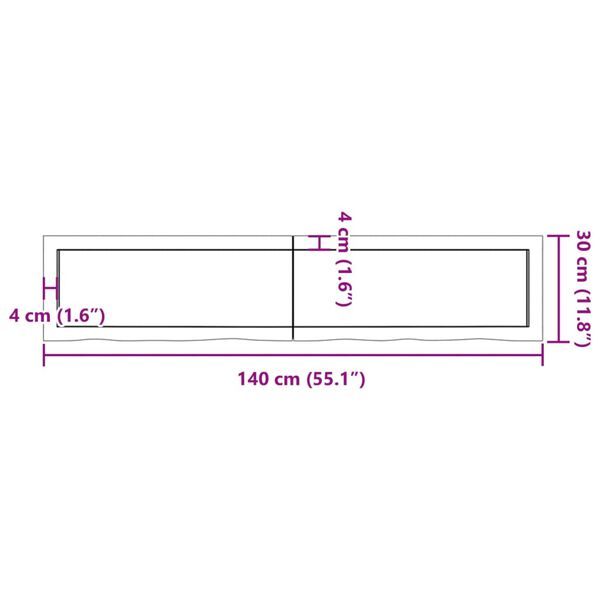 vidaXL Wall Shelf Light Brown 140x30x(2-4) cm Treated Solid Wood Oak