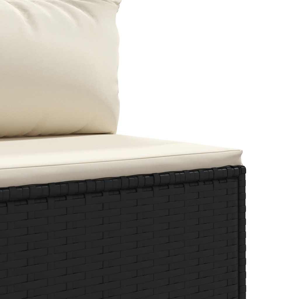 vidaXL 6 Piece Garden Lounge Set with Cushions Black Poly Rattan