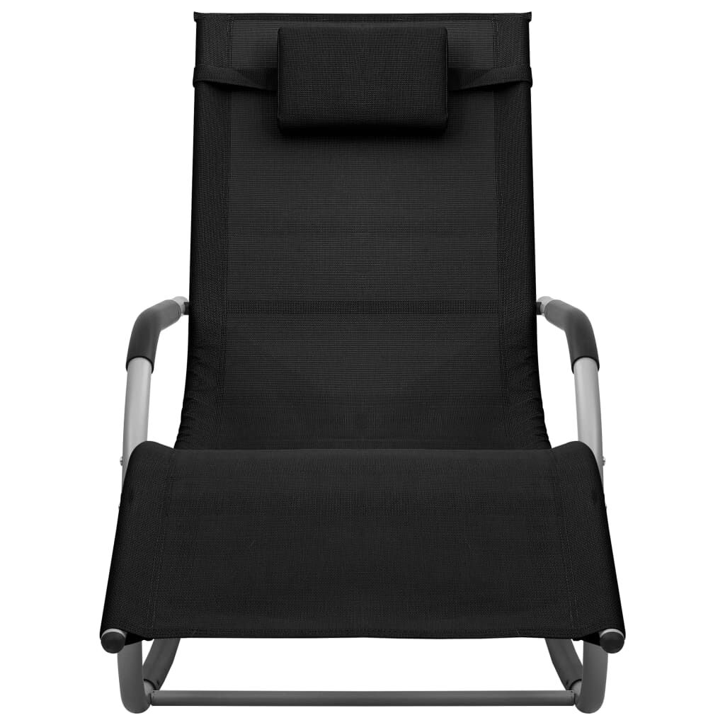 vidaXL Sun Lounger Textilene Black and Grey