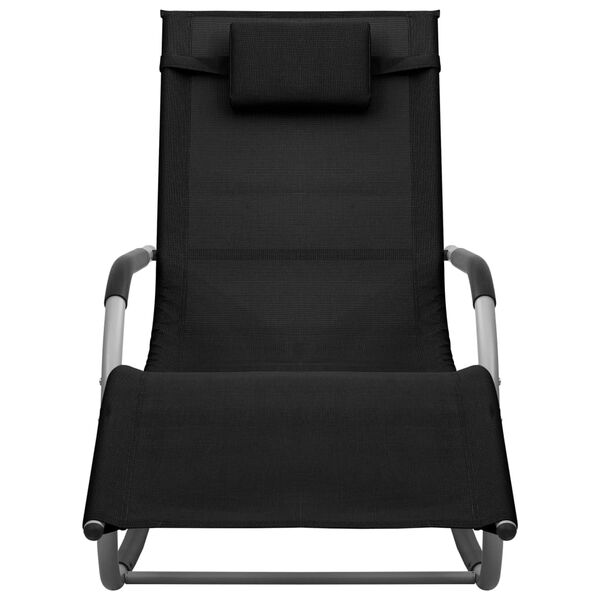 vidaXL Sun Lounger Textilene Black and Grey
