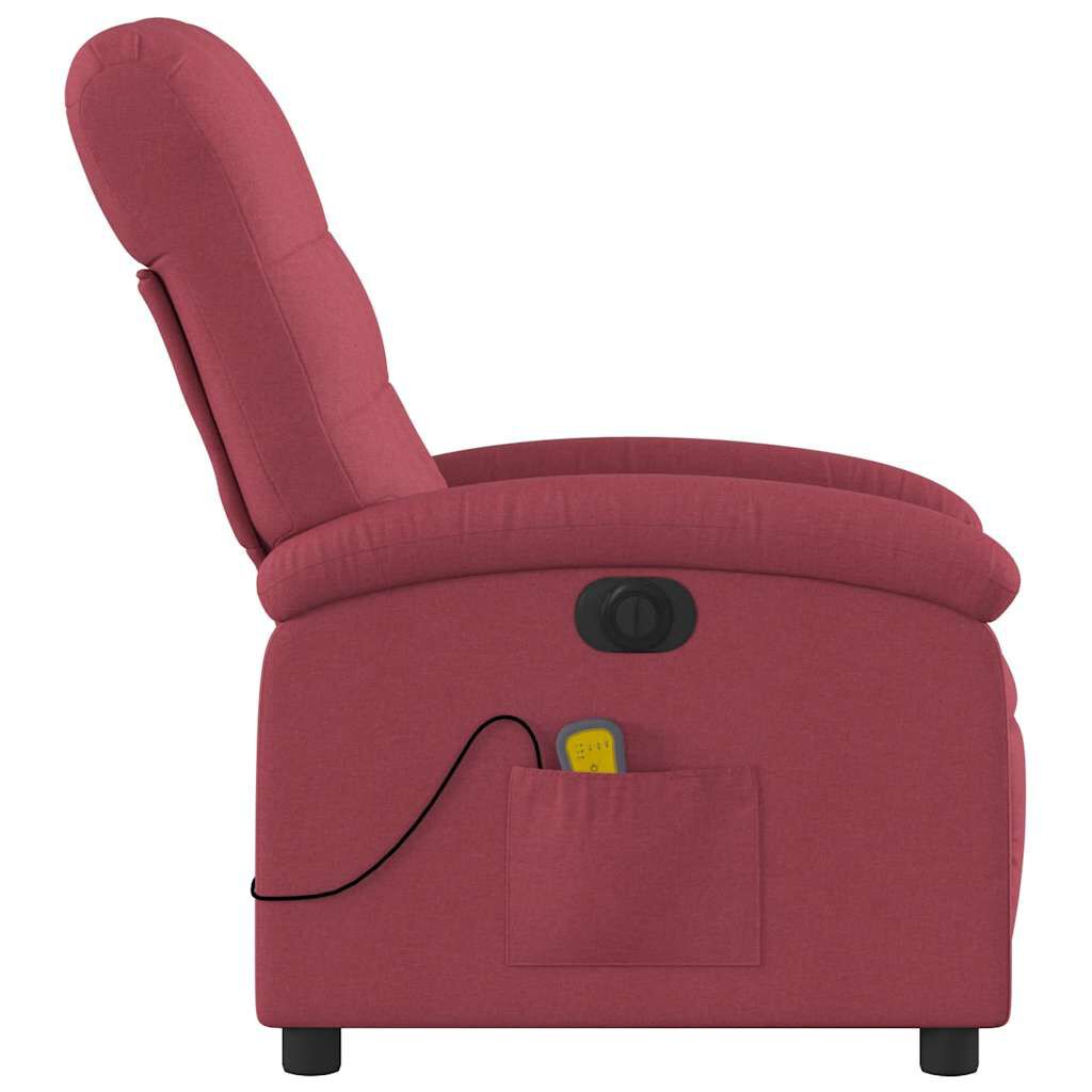 vidaXL Electric Massage Recliner Chair Wine Red Fabric