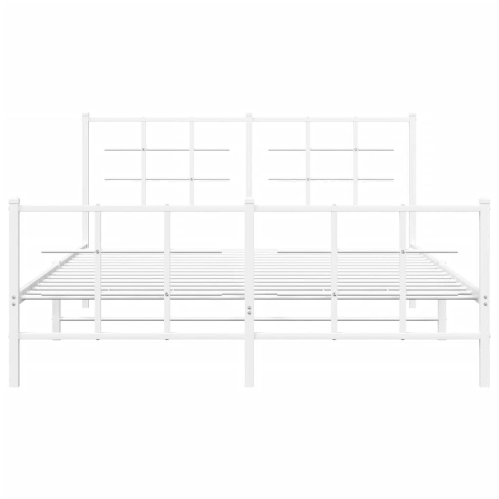 vidaXL Metal Bed Frame without Mattress with Footboard White 150x200cm
