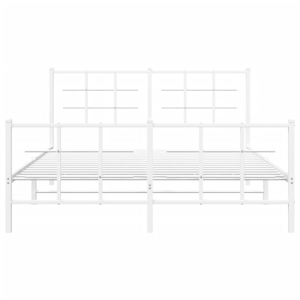 vidaXL Metal Bed Frame without Mattress with Footboard White 150x200cm