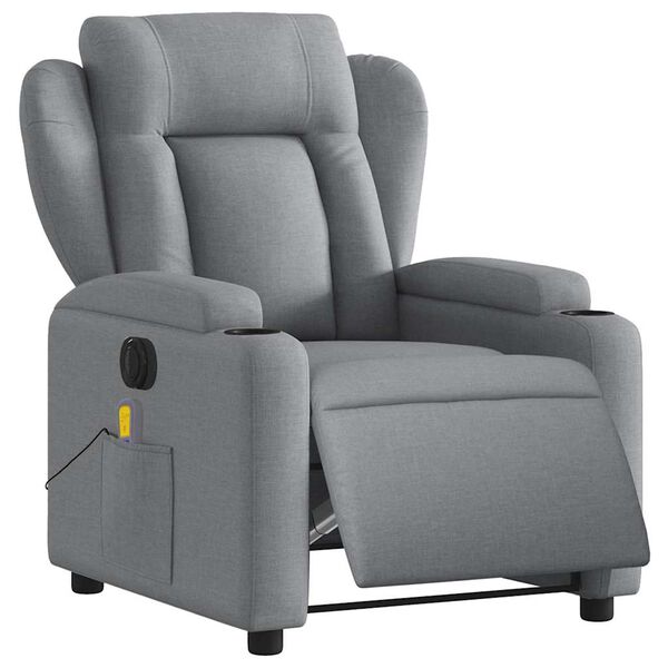 vidaXL Electric Massage Recliner Chair Light Grey Fabric