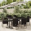 vidaXL 7 Piece Garden Dining Set with Cushions Black Poly Rattan