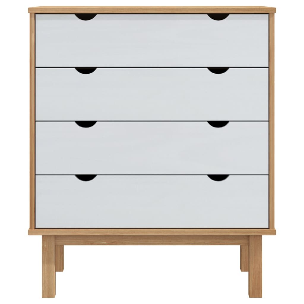 vidaXL Drawer Cabinet OTTA Brown&White 76.5x39.5x90cm Solid Wood Pine