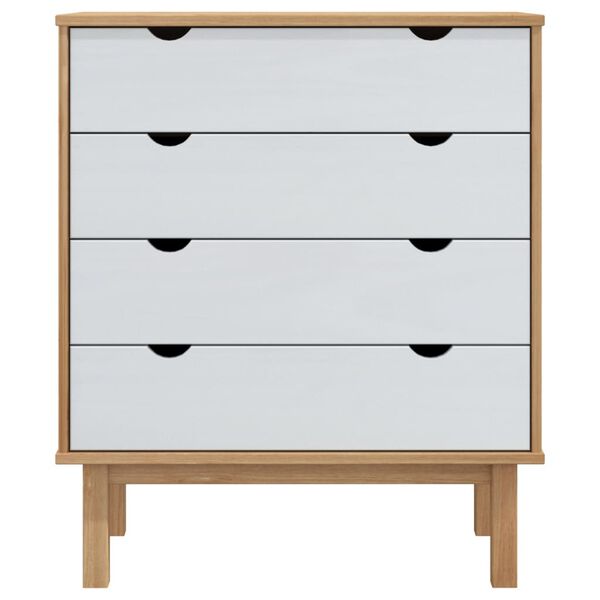vidaXL Drawer Cabinet OTTA Brown&White 76.5x39.5x90cm Solid Wood Pine