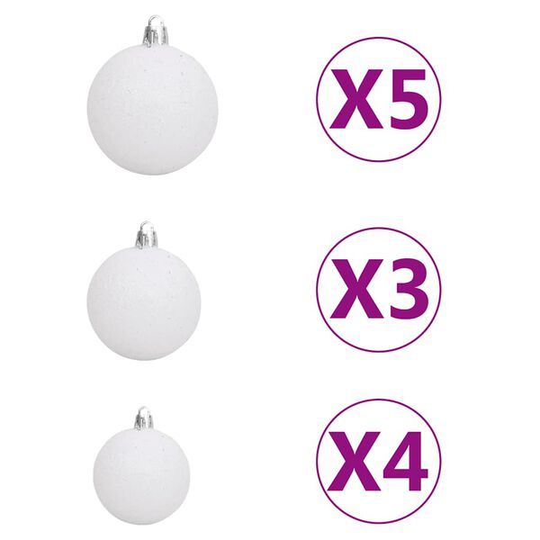 vidaXL Artificial Half Pre-lit Christmas Tree with Ball Set White 180 cm