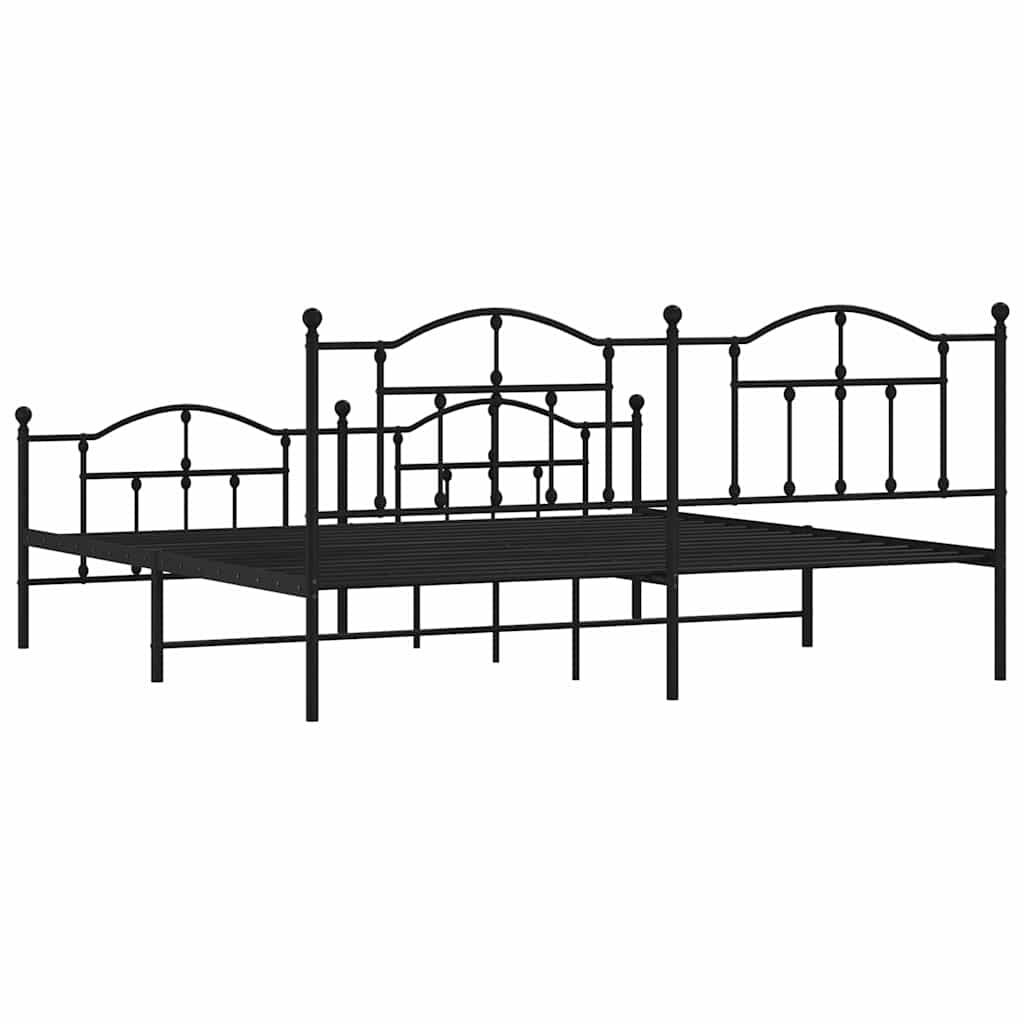 vidaXL Metal Bed Frame without Mattress with Footboard Black 193x203cm