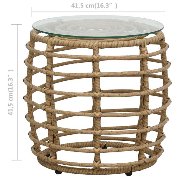 vidaXL 3 Piece Bistro Set Poly Rattan Oak