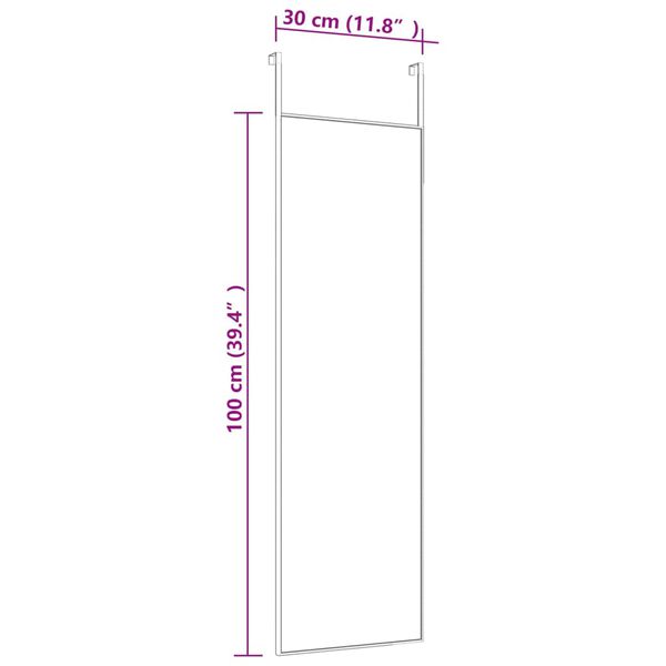 vidaXL Door Mirror Black 30x100 cm Glass and Aluminium