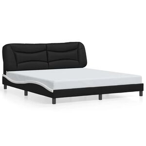 vidaXL Bed Frame without Mattress "Hvar" Black and White 183x213 cm Faux Leather
