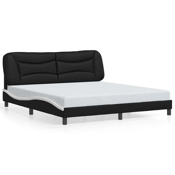 vidaXL Bed Frame without Mattress "Hvar" Black and White 183x213 cm Faux Leather
