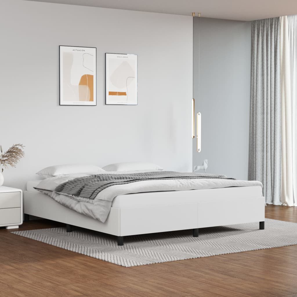 vidaXL Bed Frame without Mattress White California King Faux Leather