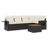 vidaXL 6 Piece Garden Sofa Set with Cushions Black Poly Rattan