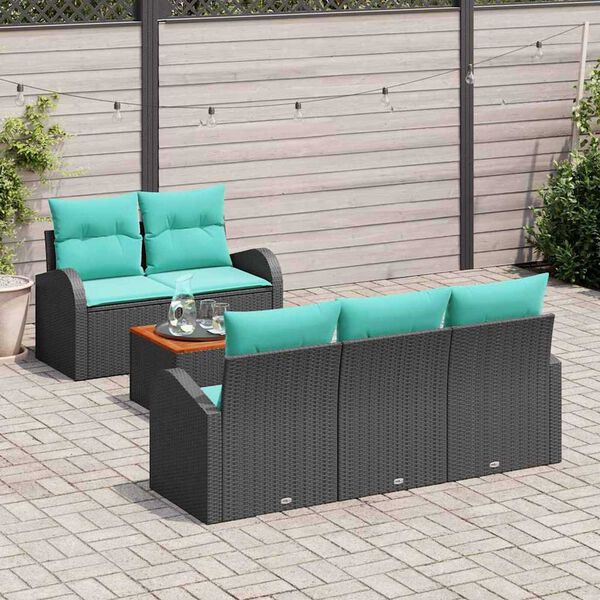 vidaXL Garden Sofa Set 6 pcs Black and turquoise
