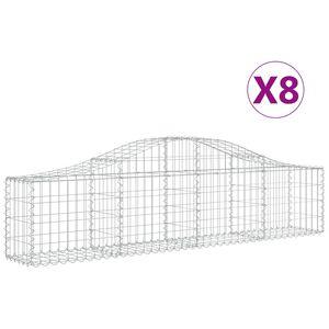 vidaXL Arched Gabion Baskets 8 pcs 200x30x40/60 cm Galvanised Iron
