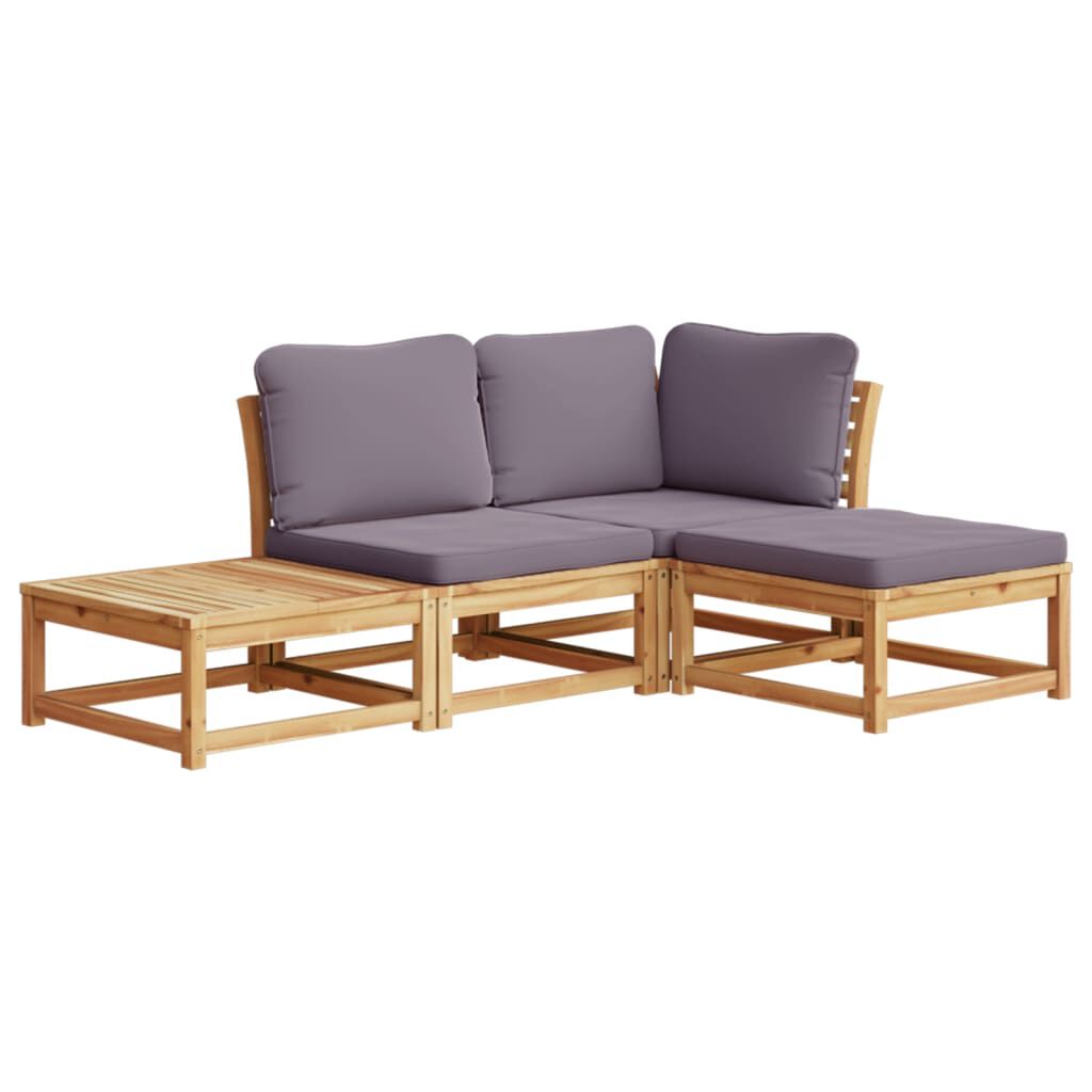 vidaXL 4 Piece Garden Lounge Set with Cushions Solid Wood Acacia