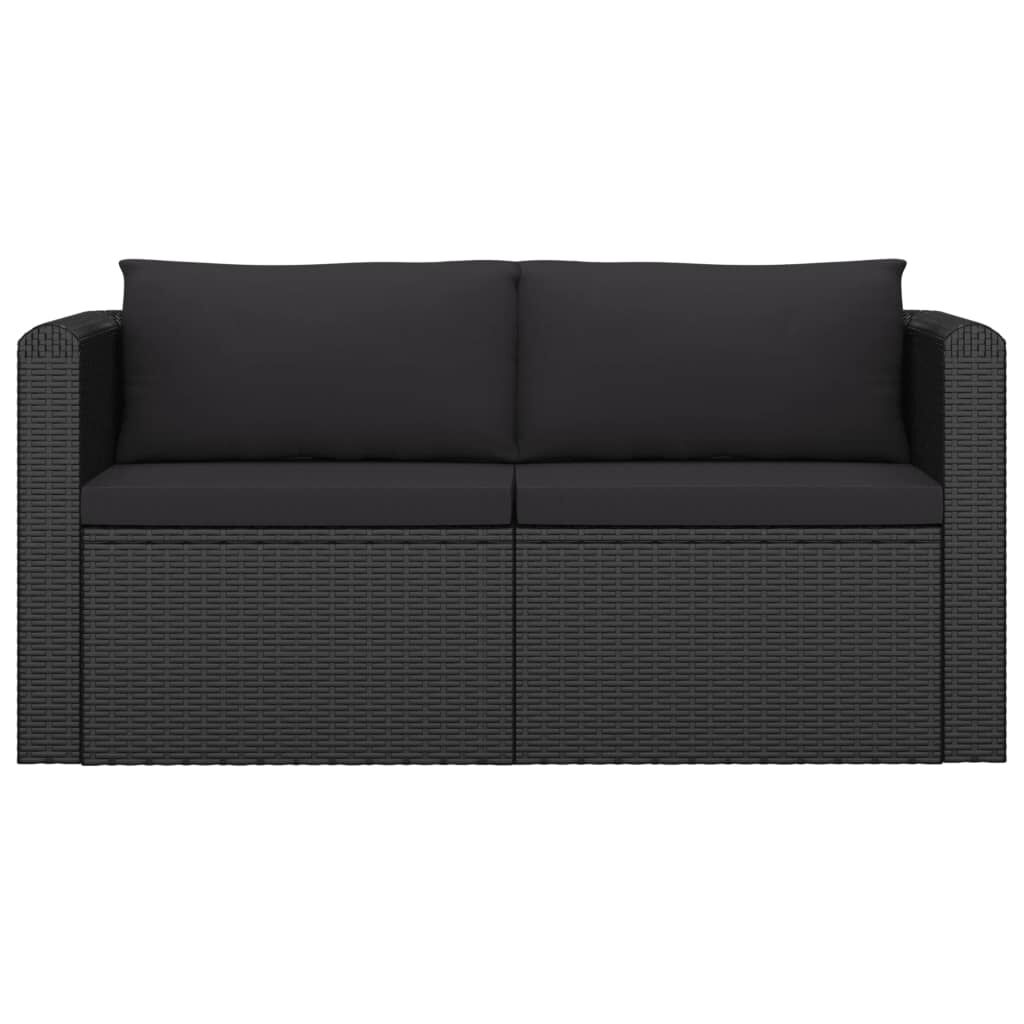 vidaXL 7 Piece Garden Lounge Set with Cushions Poly Rattan Black